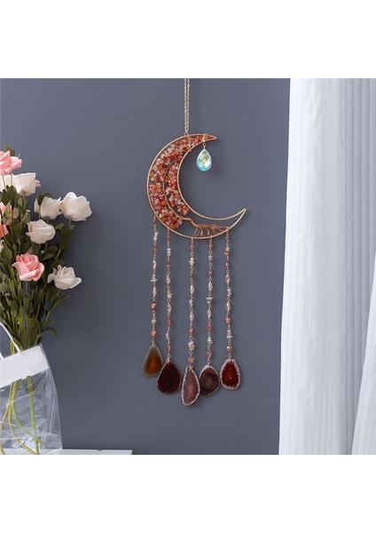 Agate Moon Dream Catchers ile Kristal 7 Çakra Rüya Catchers Renk Duvar Asma Odası Bahçe Dreamcatchers Dekor (Yurt Dışından) indirimleri