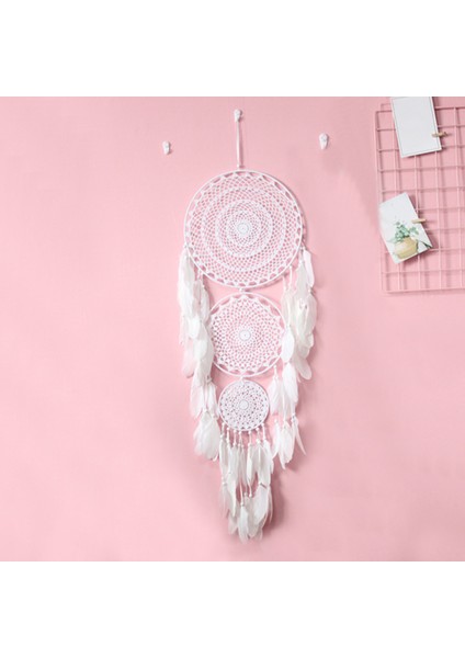 Ekstra Büyük Boho Rüya Catcher 3 Daireli Beyaz Tüy Makramı Düğün Ev Dekorasyonları Için Asma 127 cm Uzunluğunda (Yurt Dışından) fırsatları