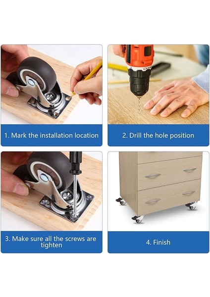 Mobilya Kastörleri Küçük 25MM, 360 Derece Döner Kastörler Ağır Hizmet Kapasitesi Sessiz Katı Kauçuk Kastörler Seti 4 (Yurt Dışından) fiyatları