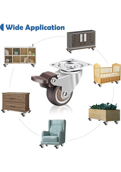 Mobilya Kastörleri Küçük 25MM, 360 Derece Döner Kastörler Ağır Hizmet Kapasitesi Sessiz Katı Kauçuk Kastörler Seti 4 (Yurt Dışından) fırsatları