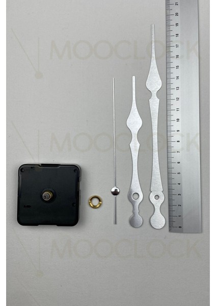 Sessiz Metal Duvar Saati Mekanizması, 14 mm Şaft, Akrep, Yelkovan, Saniye, Askısız