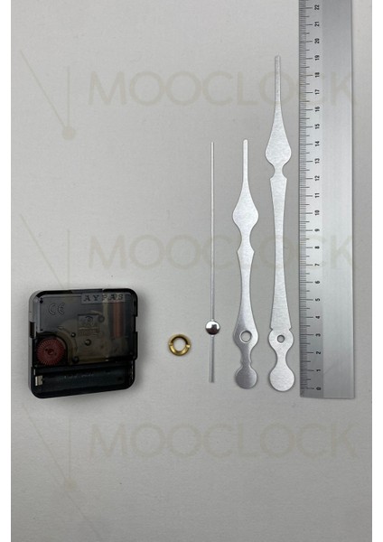 Sessiz Metal Duvar Saati Mekanizması, 14 mm Şaft, Akrep, Yelkovan, Saniye, Askısız