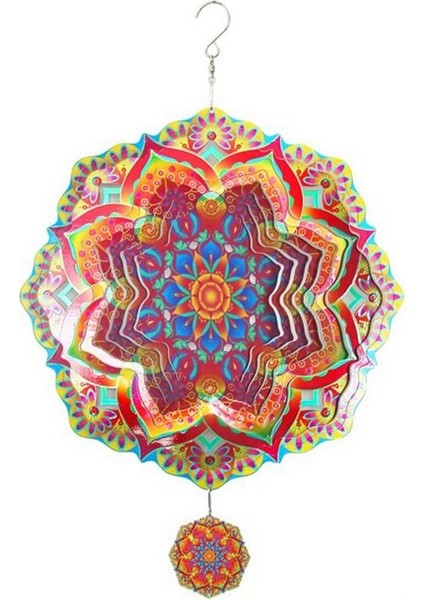 Mandala Rüzgar Spinner Metal 3D Dönen Windchimes Lüks Sanat Bahçesi Döküm Dış Mekan Dekorasyonu (Yurt Dışından)