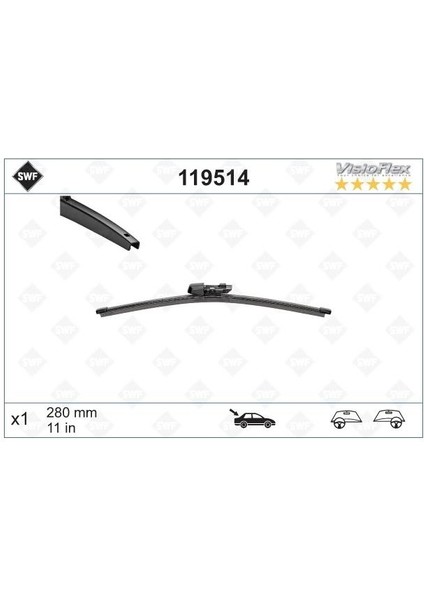 Swf Silecek Süpürge Arka 285MM Muz Golf 5-6-7 Fabia 2 Yeti Arona Ateca Ibiza 5 119514 Valeo