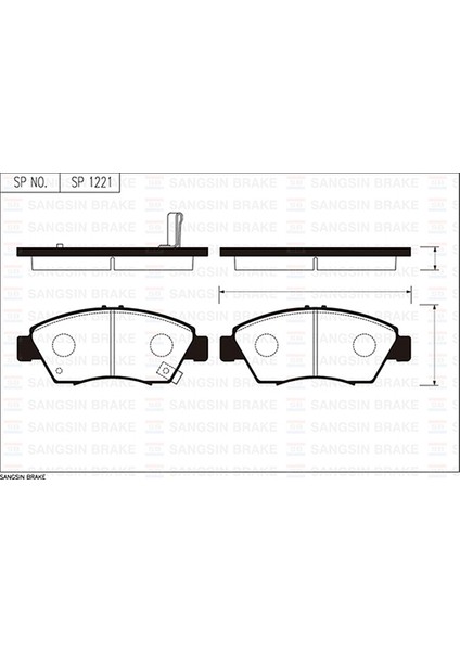 Sangsın SP1221 Ön Fren Balata Büyük Tip Honda Cıvıc 1.6l B16A2 Vtec 16V 160HP Ek 96-98 / 1.4l D14 3 Kapı - H/b Es 01-05 Kalınlık : 16.00 mm 45022SR3V01-45022S5AG01-45022S5AE50