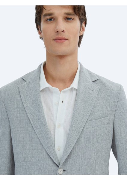 Gri Desenli Modern Fit Ceket