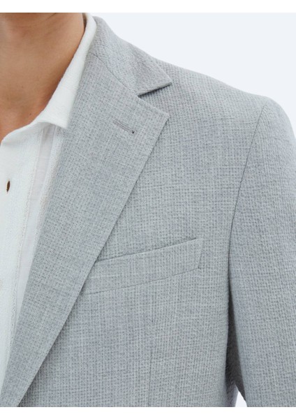 Gri Desenli Modern Fit Ceket