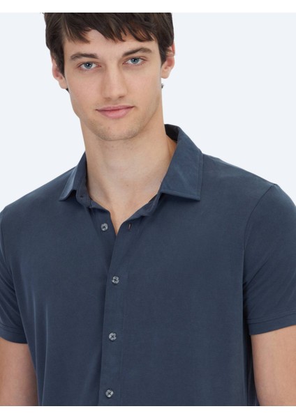 Antrasit Düz Regular Fit Casual Gömlek