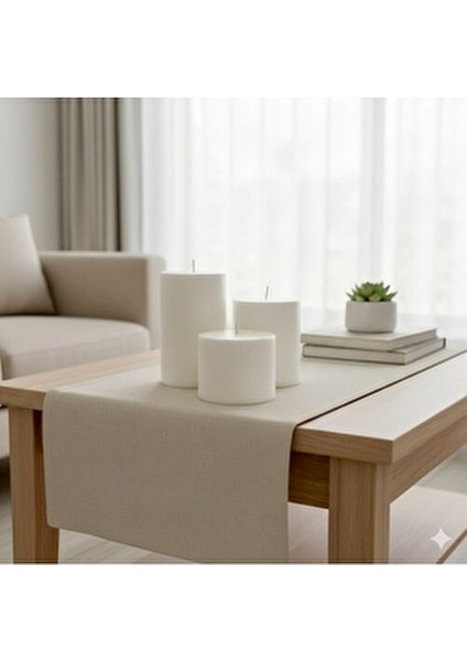 Beyaz Silindir Mum 3 Adet Vanilya Kokulu Çap 7 cm Boy 6 x 9 x 12 cm Özel Tasarım indirimleri