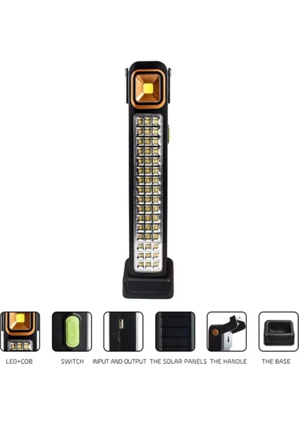 Güneş Enerjili Çok Fonksiyonlu Acil Durum Işığı - Çoklu Aydınlatma ve Şarj Modları