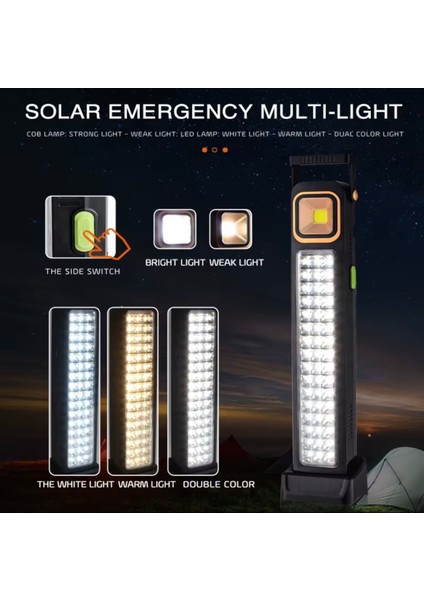 Güneş Enerjili Çok Fonksiyonlu Acil Durum Işığı - Çoklu Aydınlatma ve Şarj Modları modelleri