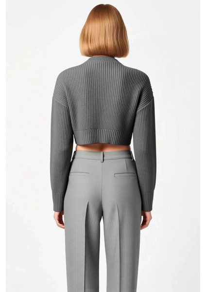 Kadın Fermuar Detaylı Bisiklet Yaka Crop Triko Hırka Fonksiyonel Dayanıklı Kaliteli Modern indirimleri