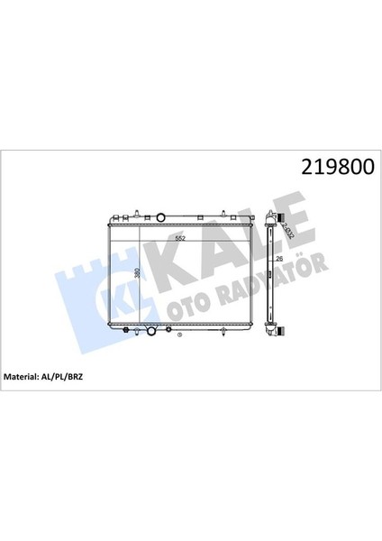 Kale 2040011AB Radyatör P206-P307-XSARA 2.0i 16V 1 Sıra Alb Sistem Tahlıye Musluklu 1330.53-1330.H6-1331.CZ