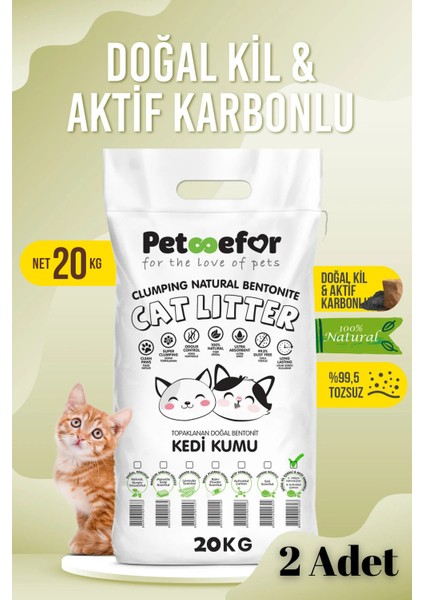 20 KG Aktif Karbonlu Yeni Nesil Organik Kedi Kumu X2 Adet