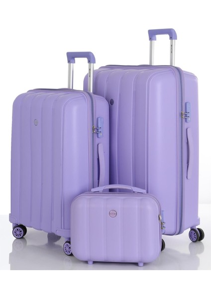 Polipropilen 3'lü Valiz Seti Büyük & Orta & Makyaj V305