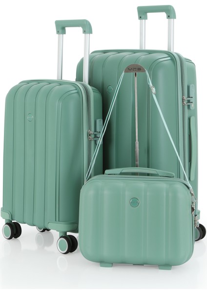 Polipropilen 3'lü Valiz Seti Orta & Kabin & Makyaj V305