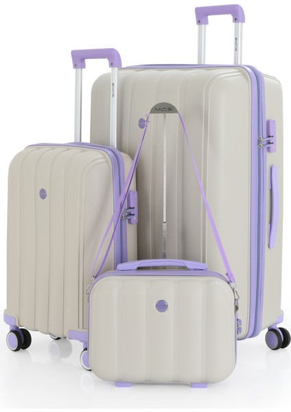 Polipropilen 3'lü Valiz Seti Büyük & Kabin & Makyaj V305