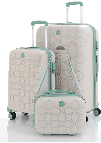 Polipropilen 3'lü Valiz Seti Büyük & Kabin & Makyaj V376