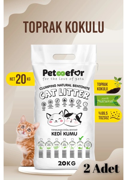 20 KG Toprak Kokulu Yeni Nesil Organik Kahverengi Kedi Kumu X2 Adet