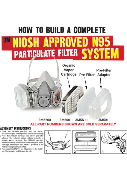 Orta Boy Gaz, Buhar ve Boya Maskesi – Çift Filtreli, Partikül ve Zararlı Buharlara Karşı Etkili Koruma, 1 Paket modelleri