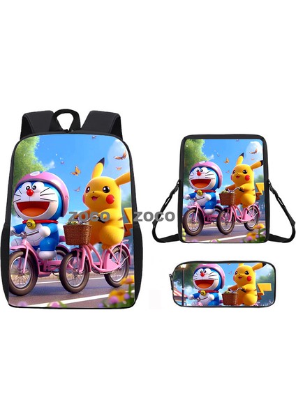 Pikachu Okul Çantası Üç Parça Çocuk Kalem Çantası Seti El Çantası Öğrenciler Omuzlar Geri (Yurt Dışından)