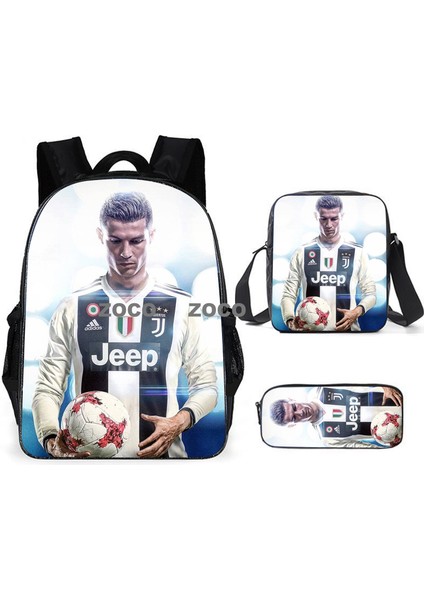 Futbol Yıldızı Messi Okul Çantası Üç Set Çocuk Okul Çantası Ilkokul Öğrencileri Karikatür Omuz Çantası (Yurt Dışından)