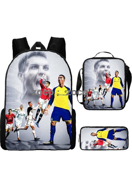 Futbol Yıldızı Messi Okul Çantası Üç Set Çocuk Okul Çantası Ilkokul Öğrencileri Karikatür Omuz Çantası (Yurt Dışından)