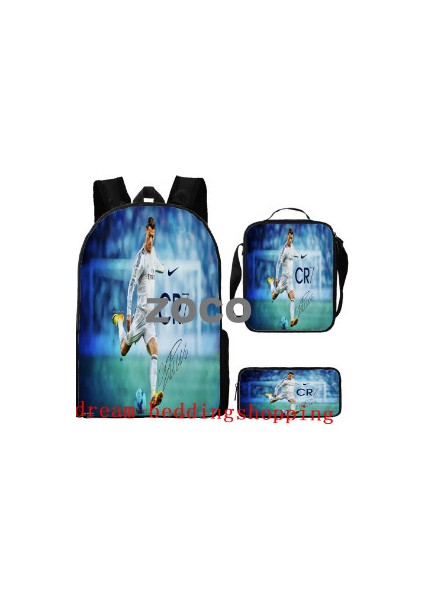 Futbol Yıldızı Messi Okul Çantası Üç Set Çocuk Okul Çantası Ilkokul Öğrencileri Karikatür Omuz Çantası (Yurt Dışından)