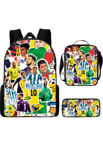 Futbol Yıldızı Messi Okul Çantası Üç Set Çocuk Okul Çantası Ilkokul Öğrencileri Karikatür Omuz Çantası (Yurt Dışından)