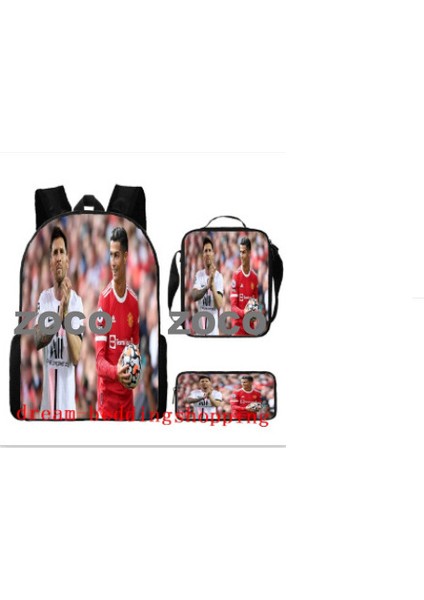 Futbol Yıldızı Messi Okul Çantası Üç Set Çocuk Okul Çantası Ilkokul Öğrencileri Karikatür Omuz Çantası (Yurt Dışından)