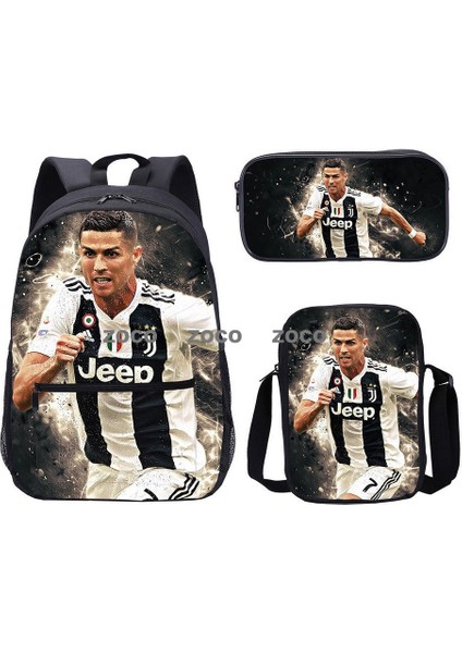 Futbol Yıldızı Messi Okul Çantası Üç Set Çocuk Okul Çantası Ilkokul Öğrencileri Karikatür Omuz Çantası (Yurt Dışından)