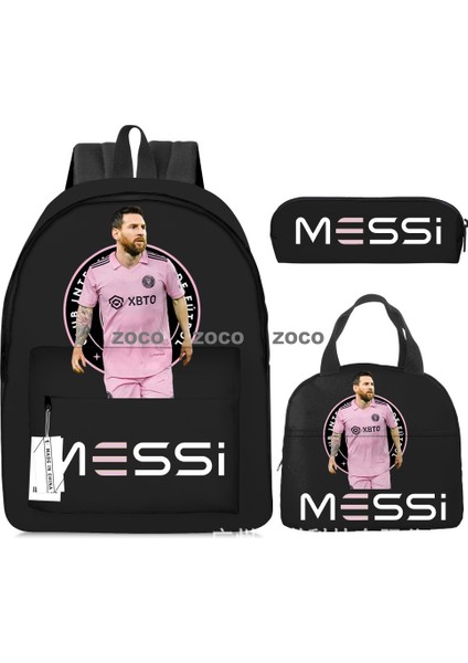 Futbol Yıldızı Messi Okul Çantası Üç Set Çocuk Okul Çantası Ilkokul Öğrencileri Karikatür Omuz Çantası (Yurt Dışından)