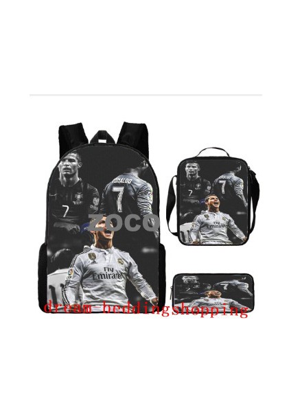 Futbol Yıldızı Messi Okul Çantası Üç Set Çocuk Okul Çantası Ilkokul Öğrencileri Karikatür Omuz Çantası (Yurt Dışından)