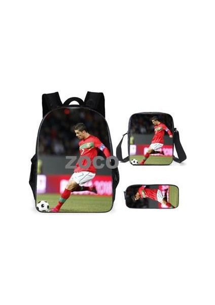 Futbol Yıldızı Messi Okul Çantası Üç Set Çocuk Okul Çantası Ilkokul Öğrencileri Karikatür Omuz Çantası (Yurt Dışından)
