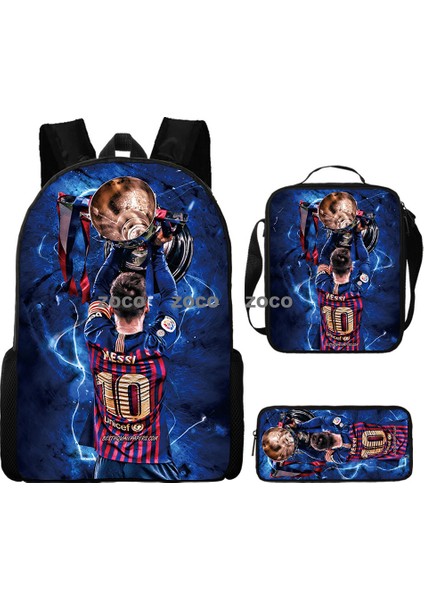 Futbol Yıldızı Messi Okul Çantası Üç Set Çocuk Okul Çantası Ilkokul Öğrencileri Karikatür Omuz Çantası (Yurt Dışından)