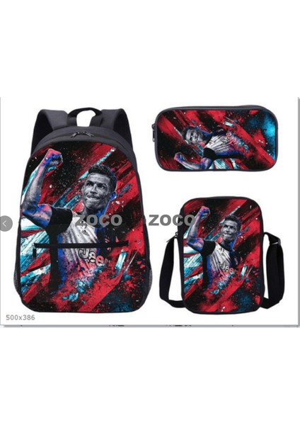 Futbol Yıldızı Messi Okul Çantası Üç Set Çocuk Okul Çantası Ilkokul Öğrencileri Karikatür Omuz Çantası (Yurt Dışından)