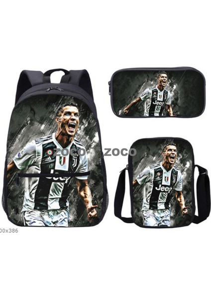 Futbol Yıldızı Messi Okul Çantası Üç Set Çocuk Okul Çantası Ilkokul Öğrencileri Karikatür Omuz Çantası (Yurt Dışından)