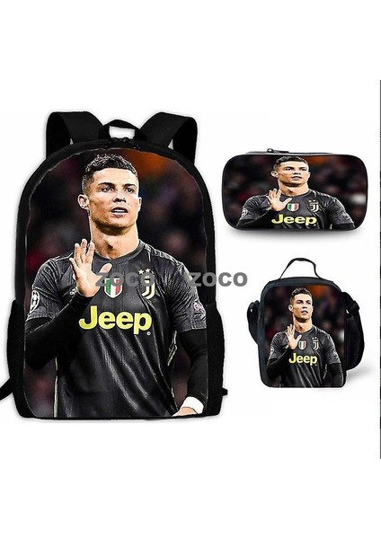Futbol Yıldızı Messi Okul Çantası Üç Set Çocuk Okul Çantası Ilkokul Öğrencileri Karikatür Omuz Çantası (Yurt Dışından)