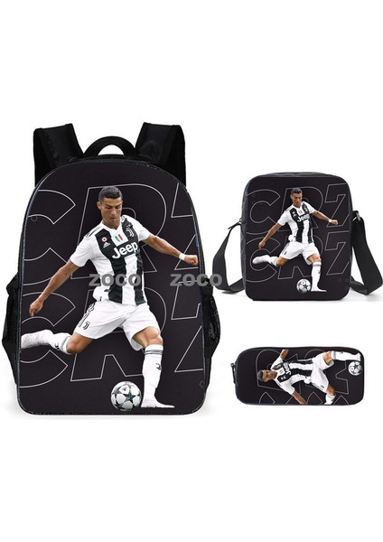 Futbol Yıldızı Messi Okul Çantası Üç Set Çocuk Okul Çantası Ilkokul Öğrencileri Karikatür Omuz Çantası (Yurt Dışından)