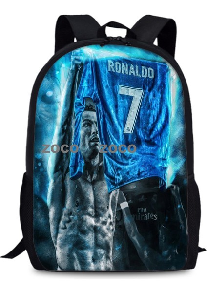 Yeni C Luo Sırt Çantası Cr7 Futbol Yıldızı 15 Inç Tek Katmanlı Omuz Çantası Büyük Kapasiteli Öğrenciler Çocuk Okul Çantası (Yurt Dışından)