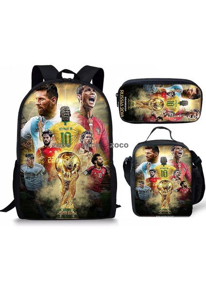 Futbol Yıldızı Messi Okul Çantası Üç Set Çocuk Okul Çantası Ilkokul Öğrencileri Karikatür Omuz Çantası (Yurt Dışından)