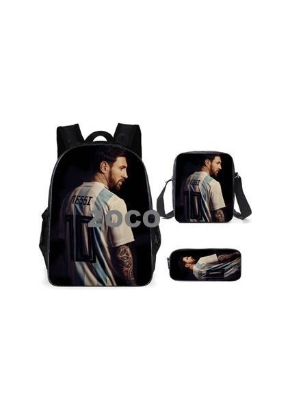 Futbol Yıldızı Messi Okul Çantası Üç Set Çocuk Okul Çantası Ilkokul Öğrencileri Karikatür Omuz Çantası (Yurt Dışından)