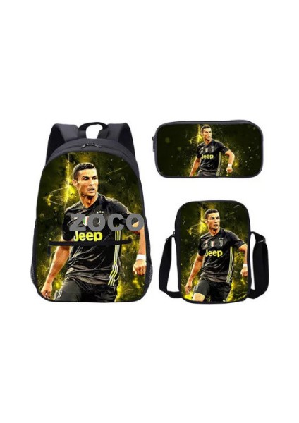 Futbol Yıldızı Messi Okul Çantası Üç Set Çocuk Okul Çantası Ilkokul Öğrencileri Karikatür Omuz Çantası (Yurt Dışından)