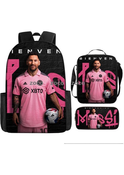 Futbol Yıldızı Messi Okul Çantası Üç Set Çocuk Okul Çantası Ilkokul Öğrencileri Karikatür Omuz Çantası (Yurt Dışından)