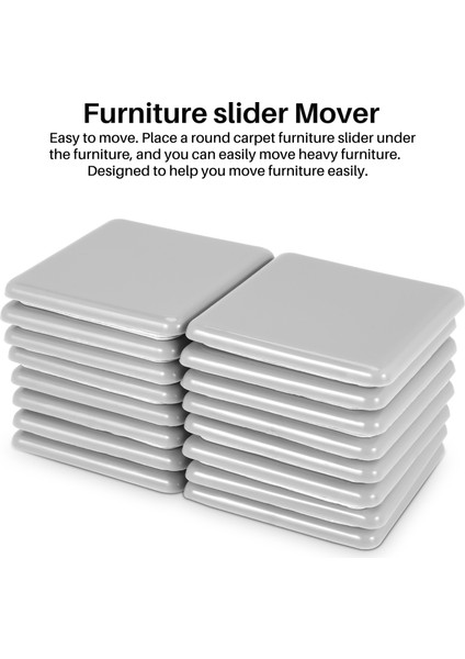 Squer Mobilya Kaydırıcıları Yeniden Kullanılabilir Planör Hareketli Ped, Ağır Mobilyaları Zemin Halı Yüzeyinde Kolayca Hareket Ettirirken (Yurt Dışından) fiyatları