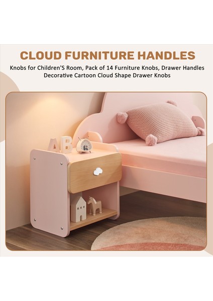 Çocuk Odası Için Düğmeler, 14 Mobilya Düğmesi Paketi, Çekmece Tutamakları, Dekoratif Çizgi Film Bulut Şekli Çekmece Düğmeleri (Yurt Dışından) fırsatları