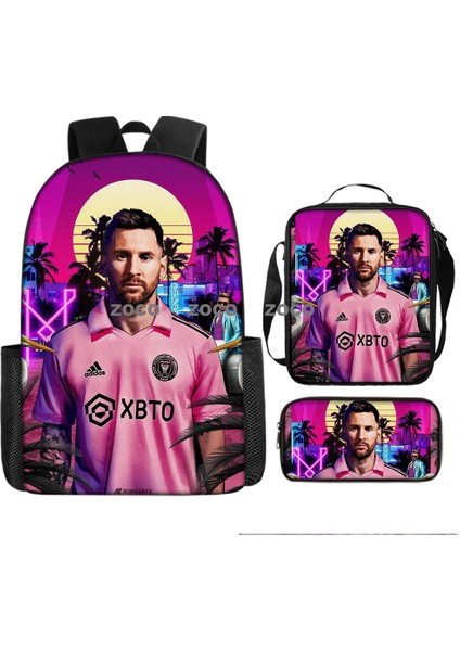 Futbol Yıldızı Messi Okul Çantası Üç Set Çocuk Okul Çantası Ilkokul Öğrencileri Karikatür Omuz Çantası (Yurt Dışından)