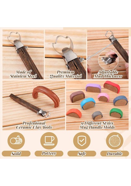 Çömlek Kolu Yapım Aracı 9 Adet Kupa Sapı Kalıp Ayarlanabilir Kil Çömlek Aletleri Seramik Aletler Seramik Kırpma (Yurt Dışından) fırsatları
