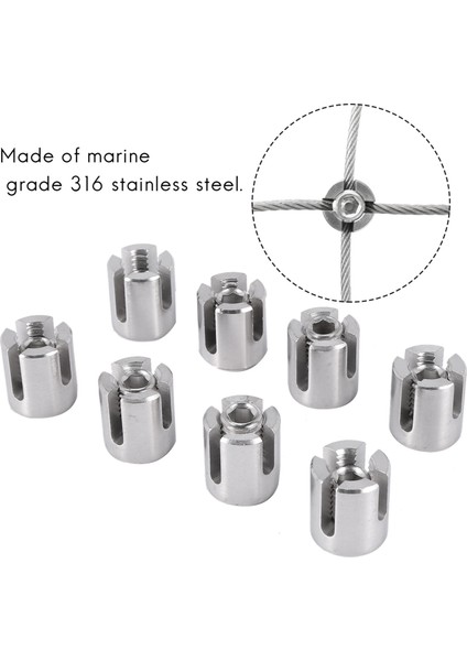 8 Pcs Paslanmaz Çelik Tel Halat Yeşil Duvar Kafes Kişisi Fitting Cross Clip 3mm Tel (Yurt Dışından) fiyatları