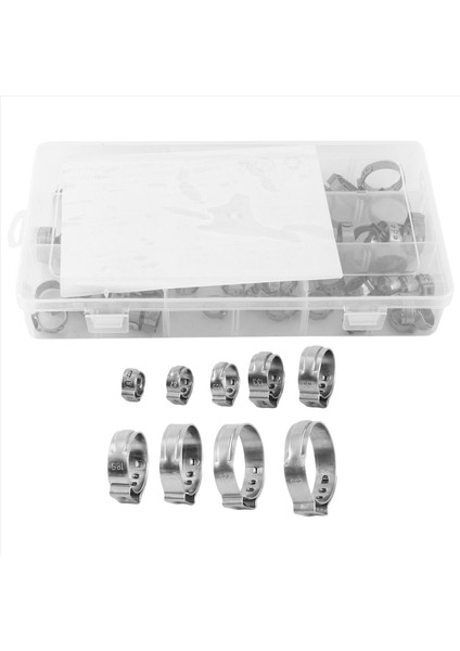 Paslanmaz Çelik Tek Kulak Hortum Kelepçesi, 80PCS 6-23.6mm Kıç Hortum Kelepçesi Çiftlik Çubukluk Kiti Kulak Adımsız Cinch Halkalar Kesme Sıkıştırma Takım Araçları (1/4 Inç - 15/16 Inç) (Yurt Dışından) modelleri
